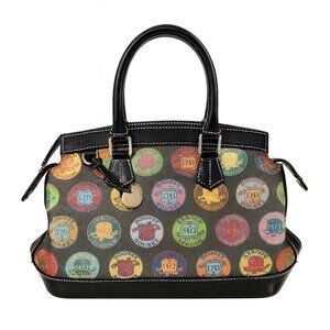 Dooney & Bourke Medallion Logo Medium Domed Zip Top Satchel Black Leather -I005